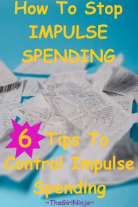 Sky blue background with a messy pile of paper receipts scattered everywhere. How to Stop IMPULSE SPENDING 6 Tips to Control Impulse Spending TheGirlNinja